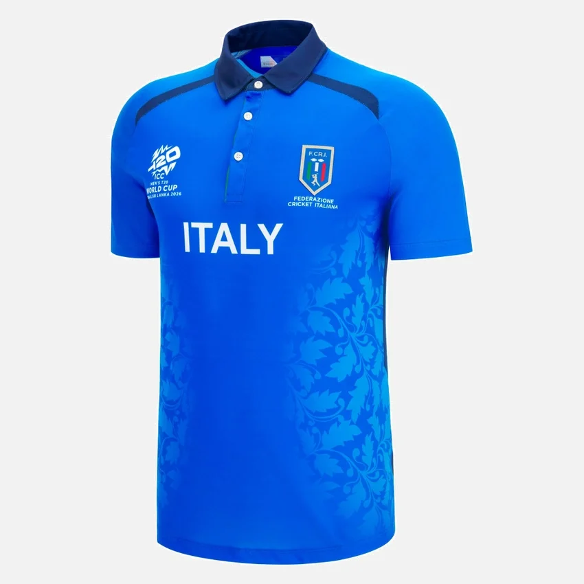 Camicie da gara maschile della Federazione Italiana Cricket per la Coppa del Mondo 2026 Camicie da gara maschile della Federazione Italiana Cricket per la Coppa del Mondo 2026