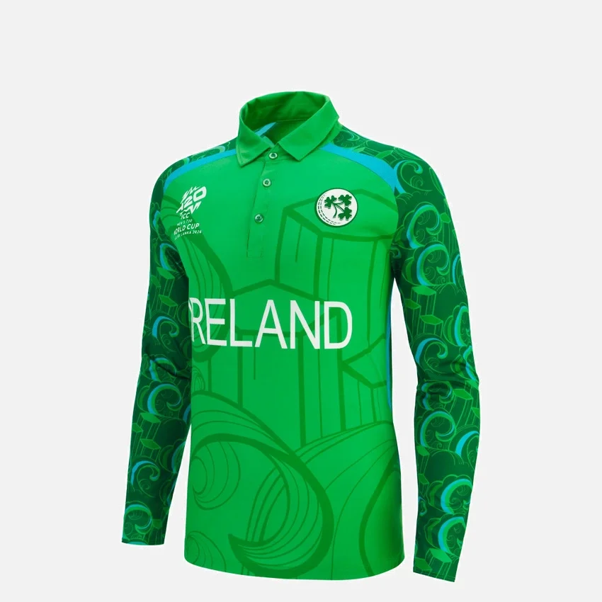Camicie da partita a maniche lunghe T-20 Junior della squadra di cricket irlandese per la Coppa del Mondo 2026 Camicie da partita a maniche lunghe T-20 Junior della squadra di cricket irlandese per la Coppa del Mondo 2026
