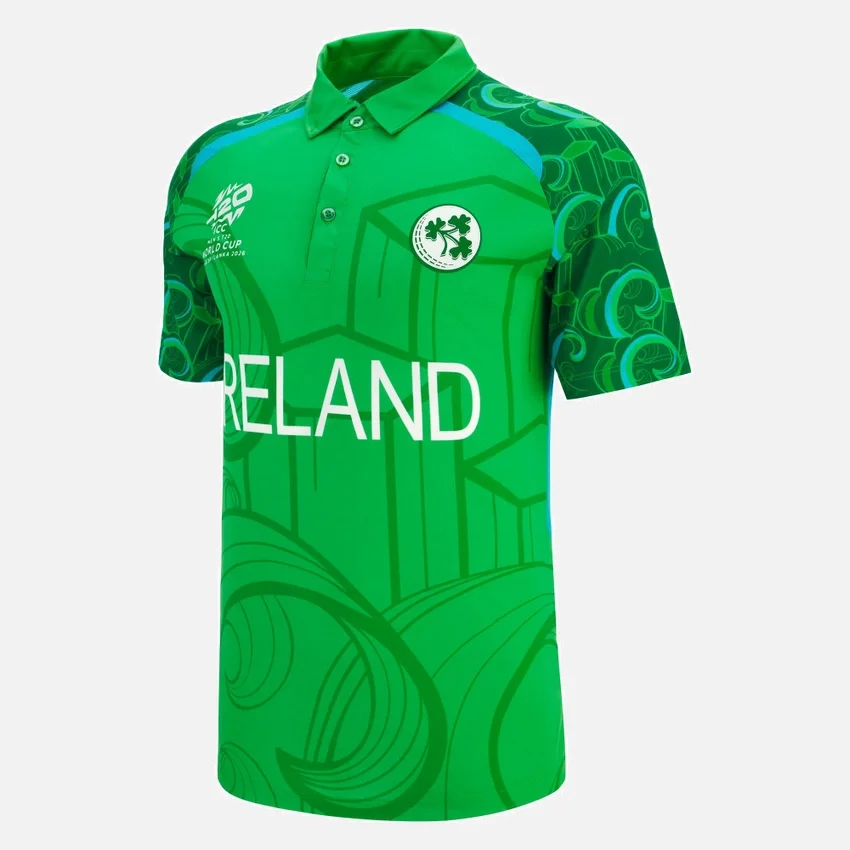 Camicie da partita T-20 della squadra di cricket irlandese per la Coppa del Mondo 2026 Camicie da partita T-20 della squadra di cricket irlandese per la Coppa del Mondo 2026
