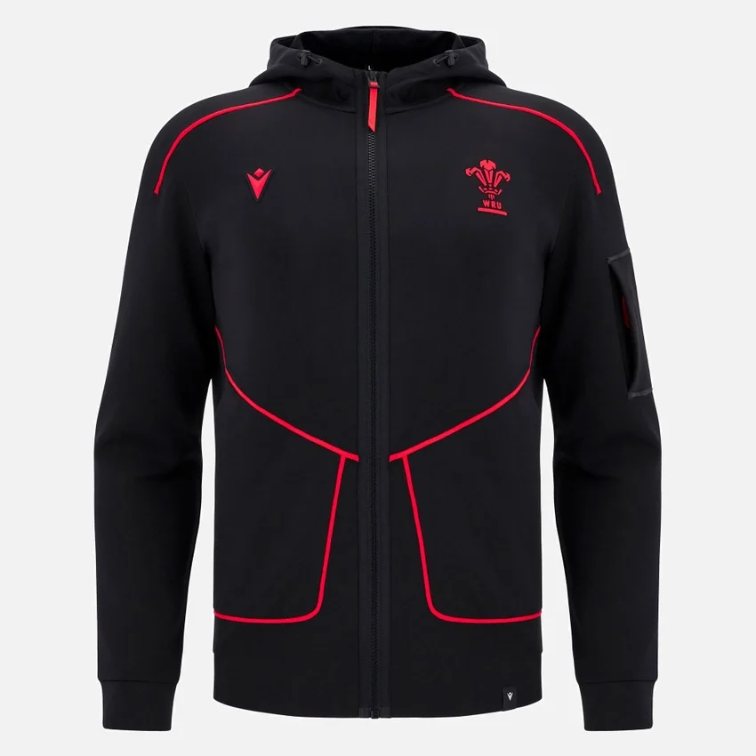Felpa con cappuccio Welsh Rugby 2025/26 Black Athleisure Tech Felpa con cappuccio Welsh Rugby 2025/26 Black Athleisure Tech