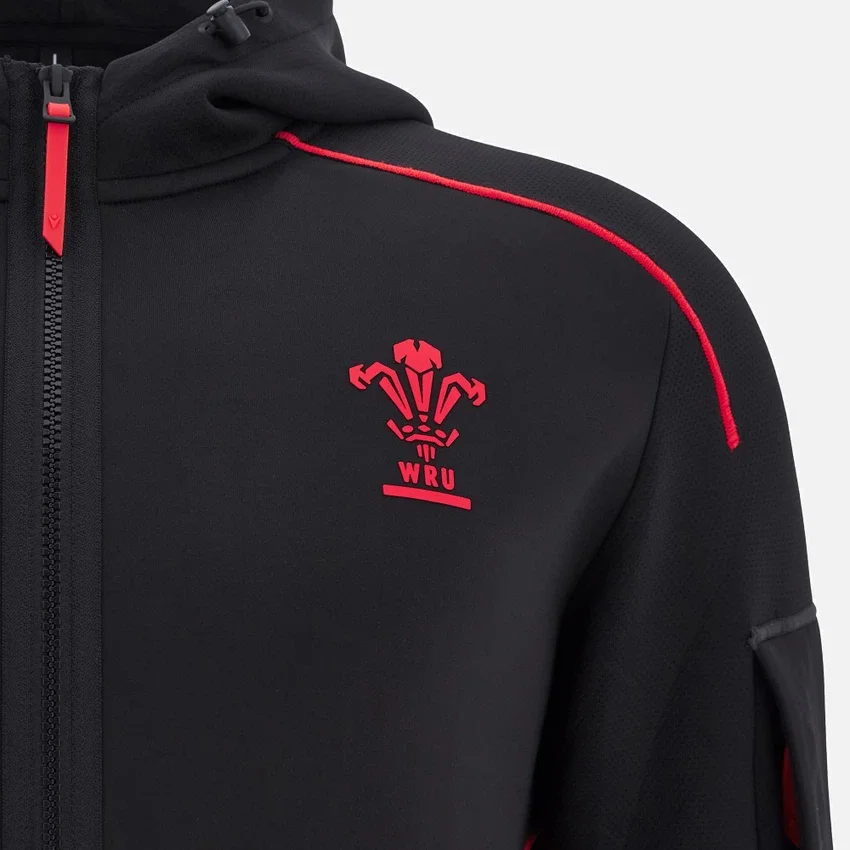Felpa con cappuccio Welsh Rugby 2025/26 Black Athleisure Tech Felpa con cappuccio Welsh Rugby 2025/26 Black Athleisure Tech