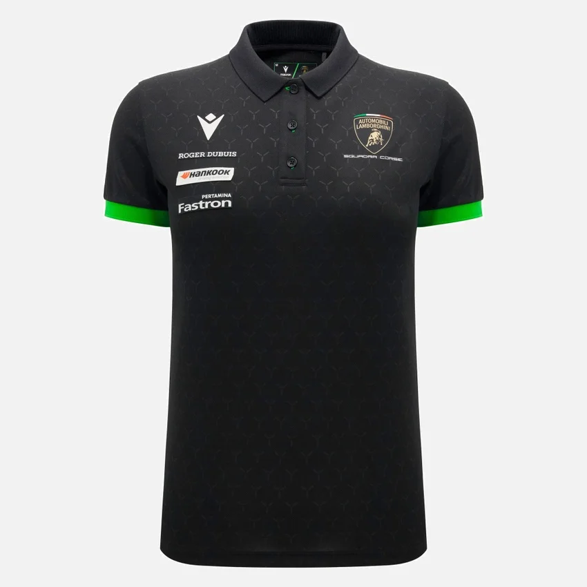 Polo da donna nero Automobili Lamborghini Squadra Corse Polo da donna nero Automobili Lamborghini Squadra Corse