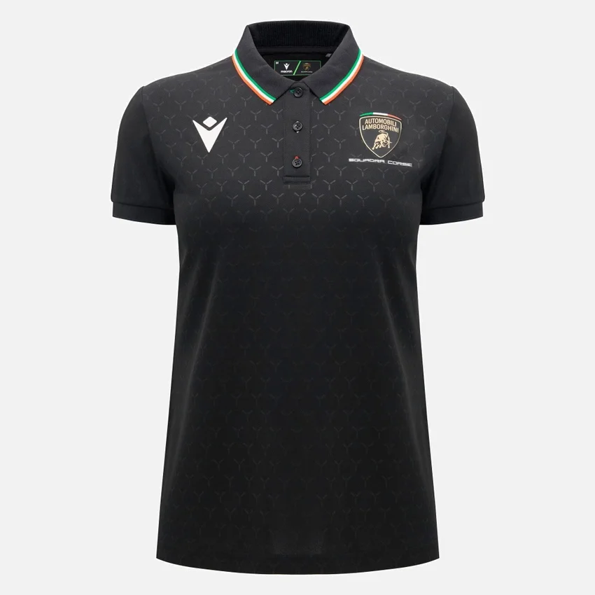 Polo da donna nero Automobili Lamborghini Squadra Corse Polo da donna nero Automobili Lamborghini Squadra Corse