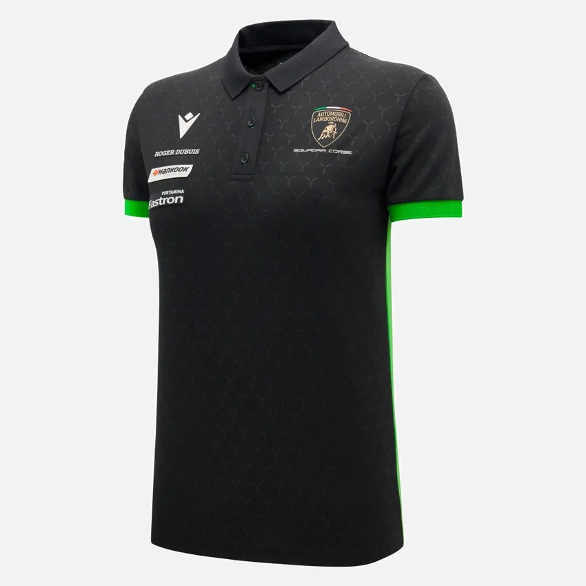 Polo da donna nero Automobili Lamborghini Squadra Corse Polo da donna nero Automobili Lamborghini Squadra Corse