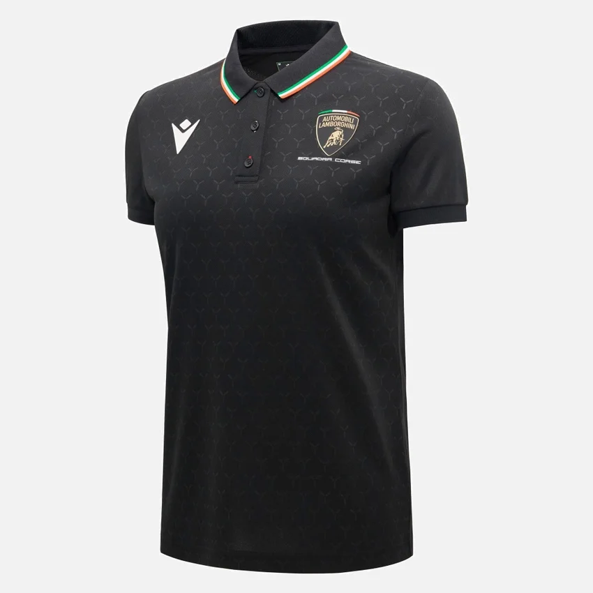 Polo da donna nero Automobili Lamborghini Squadra Corse Polo da donna nero Automobili Lamborghini Squadra Corse