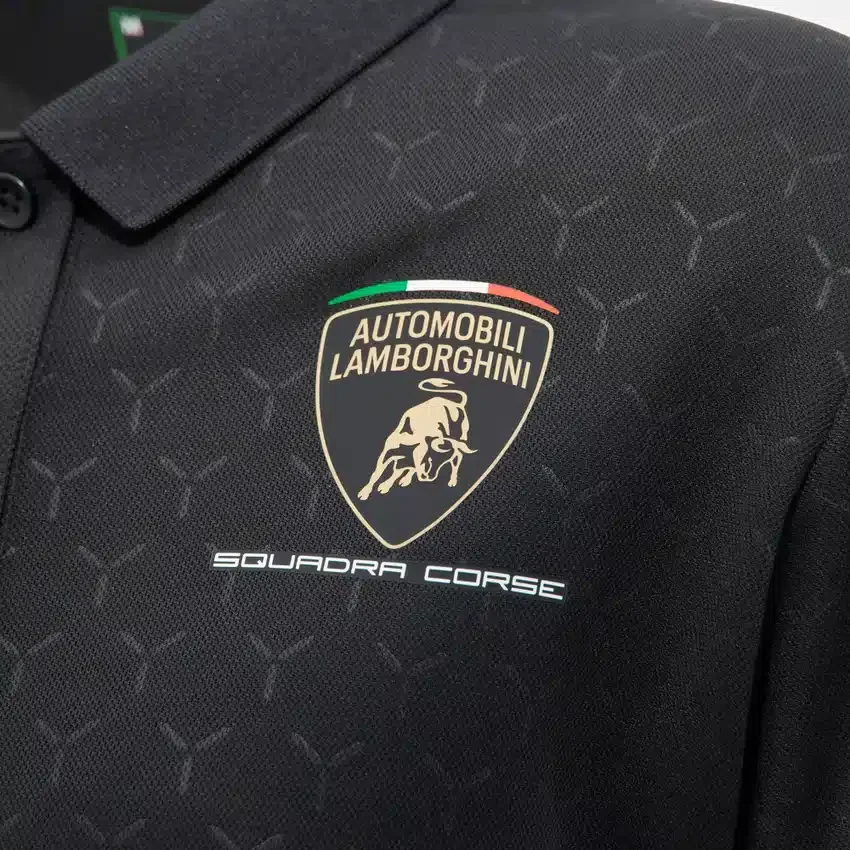 Polo da donna nero Automobili Lamborghini Squadra Corse Polo da donna nero Automobili Lamborghini Squadra Corse