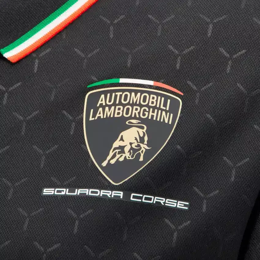 Polo da donna nero Automobili Lamborghini Squadra Corse Polo da donna nero Automobili Lamborghini Squadra Corse
