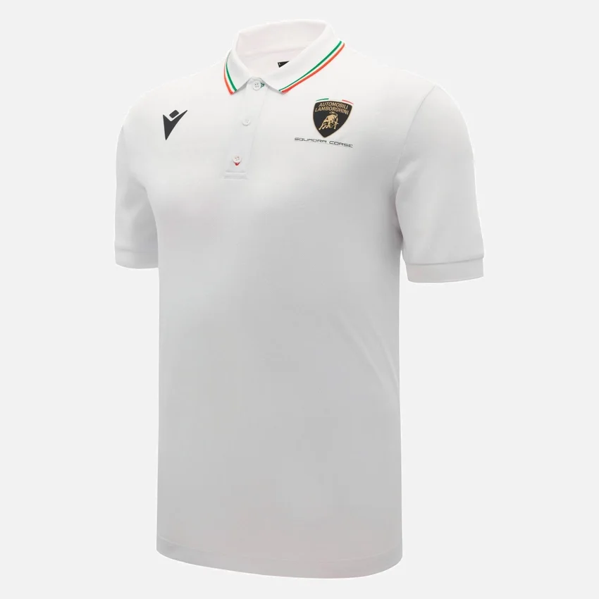 Polo da uomo bianca Automobili Lamborghini Squadra Corse Polo da uomo bianca Automobili Lamborghini Squadra Corse