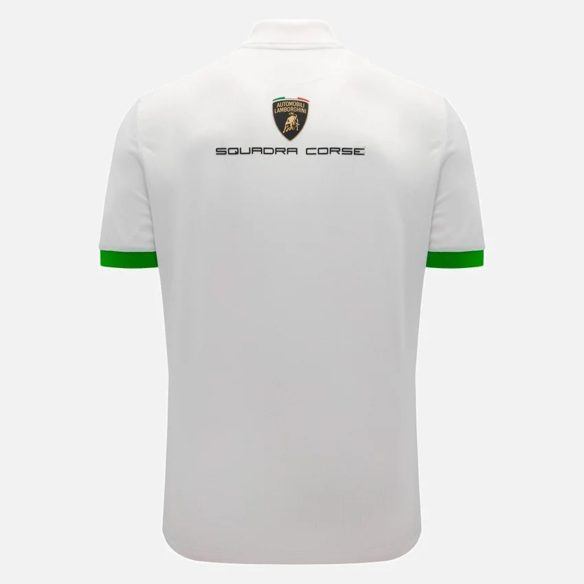 Polo da uomo bianca Automobili Lamborghini Squadra Corse Polo da uomo bianca Automobili Lamborghini Squadra Corse