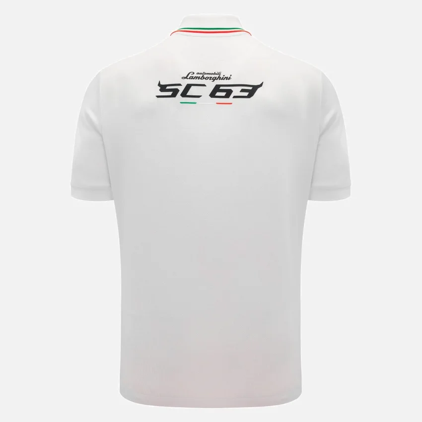 Polo da uomo bianca Automobili Lamborghini Squadra Corse Polo da uomo bianca Automobili Lamborghini Squadra Corse