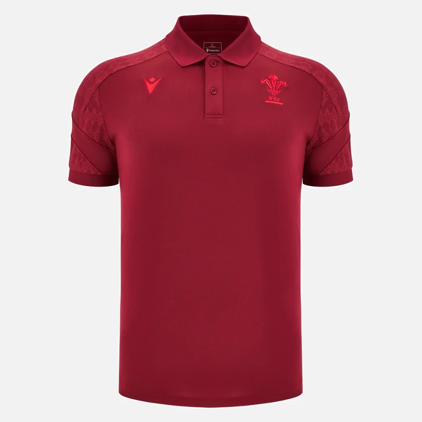 Polo da viaggio Welsh Rugby 2025/26 Rosso intenso Polo da viaggio Welsh Rugby 2025/26 Rosso intenso