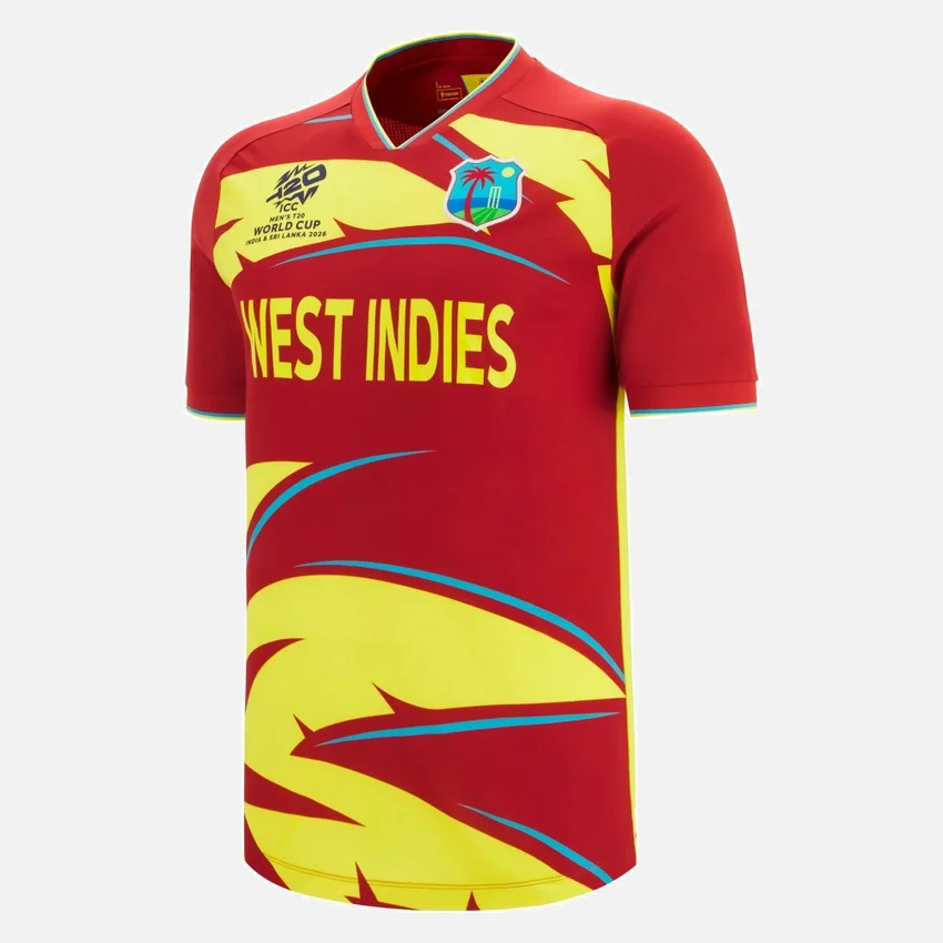 T-Shirt da partita T-20 della Nazionale di cricket delle Indie Occidentali per la Coppa del Mondo 2026 T-Shirt da partita T-20 della Nazionale di cricket delle Indie Occidentali per la Coppa del Mondo 2026