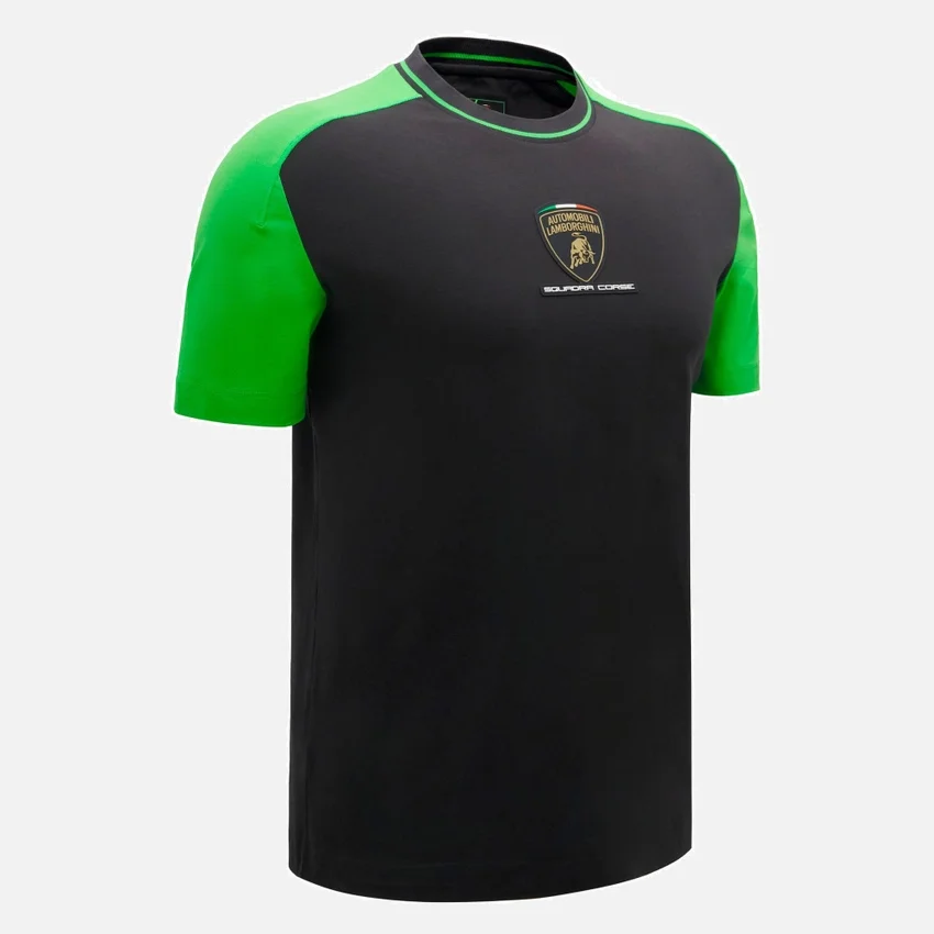 T-Shirt sportiva da uomo Automobili Lamborghini Squadra Corse nera T-Shirt sportiva da uomo Automobili Lamborghini Squadra Corse nera