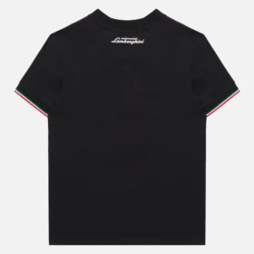 T-Shirt sportiva tricolore nera per bambini Automobili Lamborghini Squadra Corse