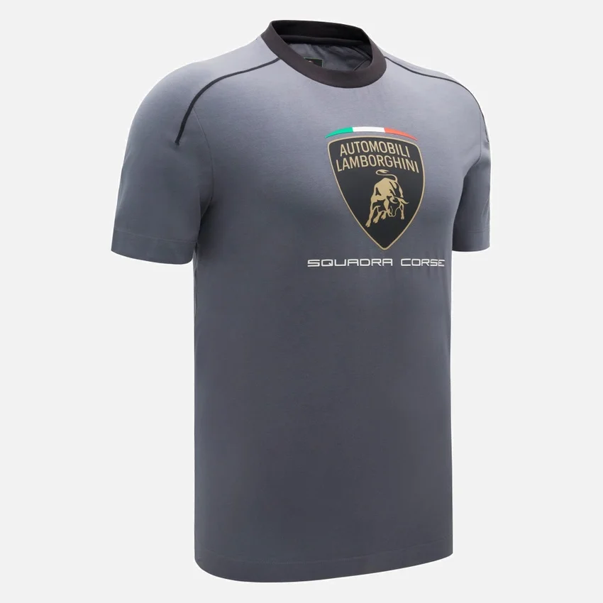 T-Shirt sportivo da uomo grigia Automobili Lamborghini Squadra Corse T-Shirt sportivo da uomo grigia Automobili Lamborghini Squadra Corse