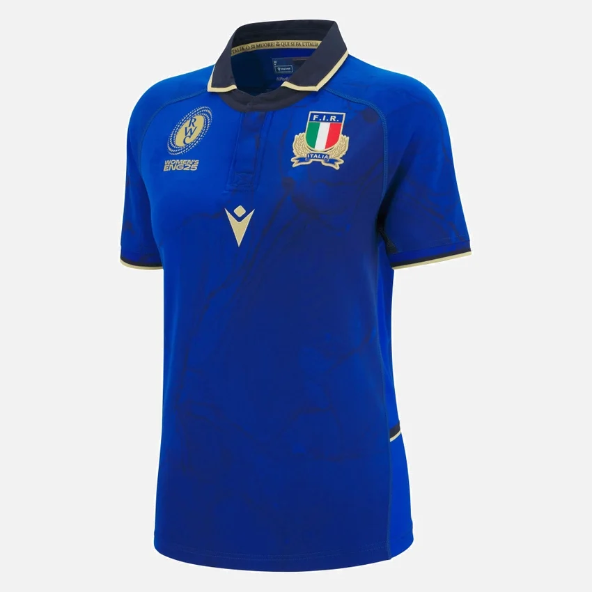 WRWC 2025 Italia Rugby Home Womens Slim Camicia WRWC 2025 Italia Rugby Home Womens Slim Camicia